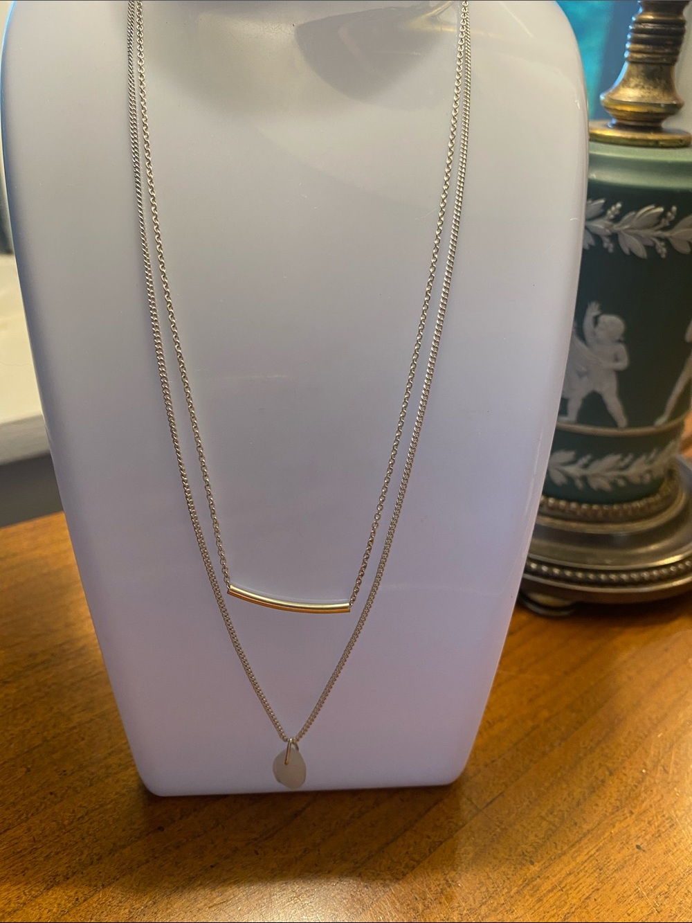 Liz Claiborne silver-Tone Layered Bar and Teardrop Necklace